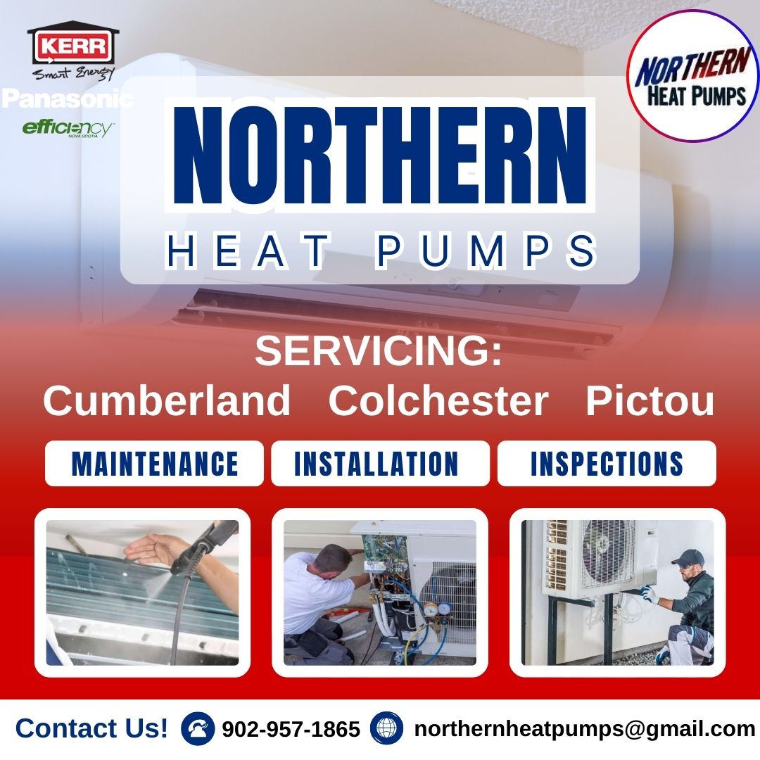 Service areas listed — Cumberland, Colchester, and Pictou counties