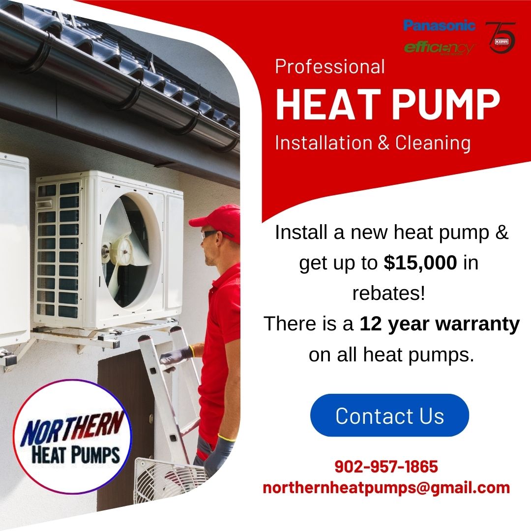 Technician installing a new Panasonic heat pump on exterior wall